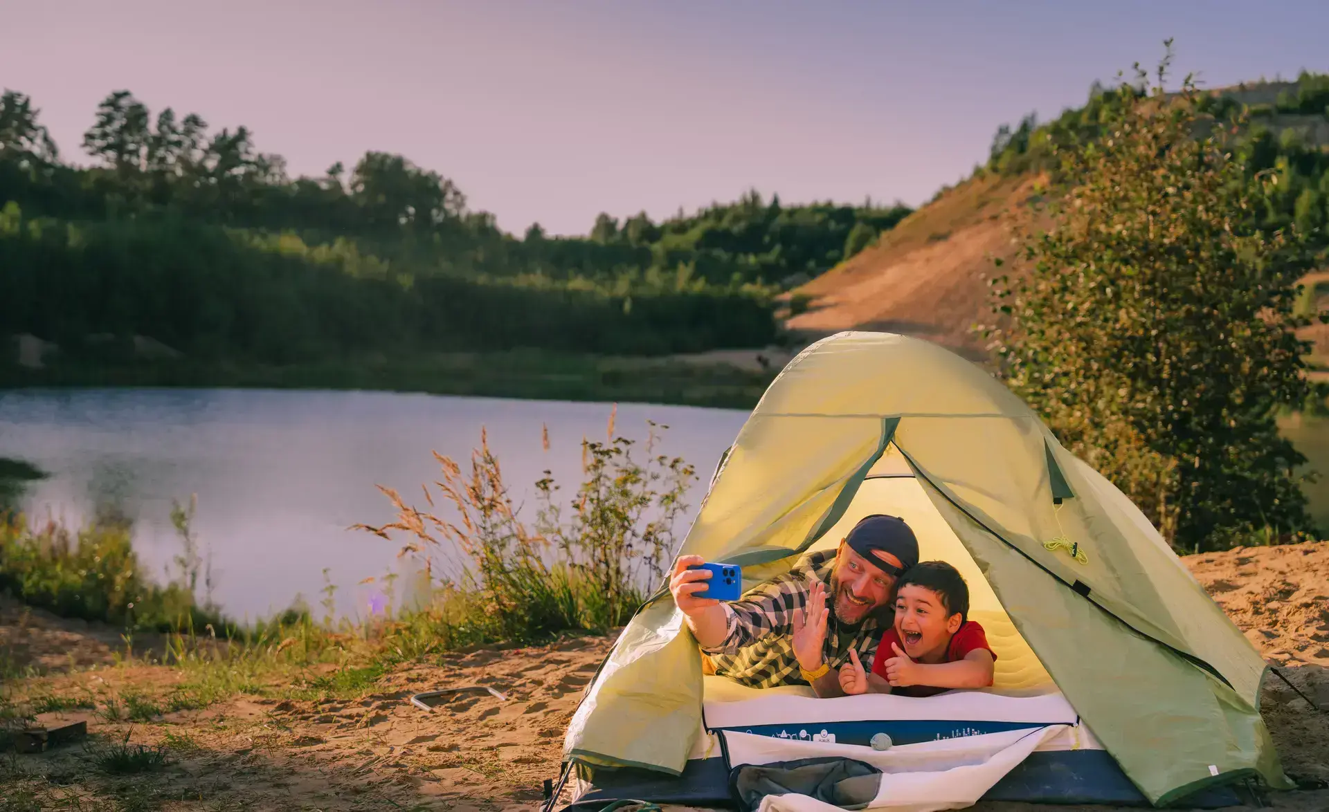 An idyllic camping scene